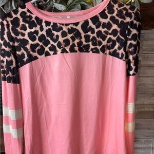Leopard Print and Pink Women's Top